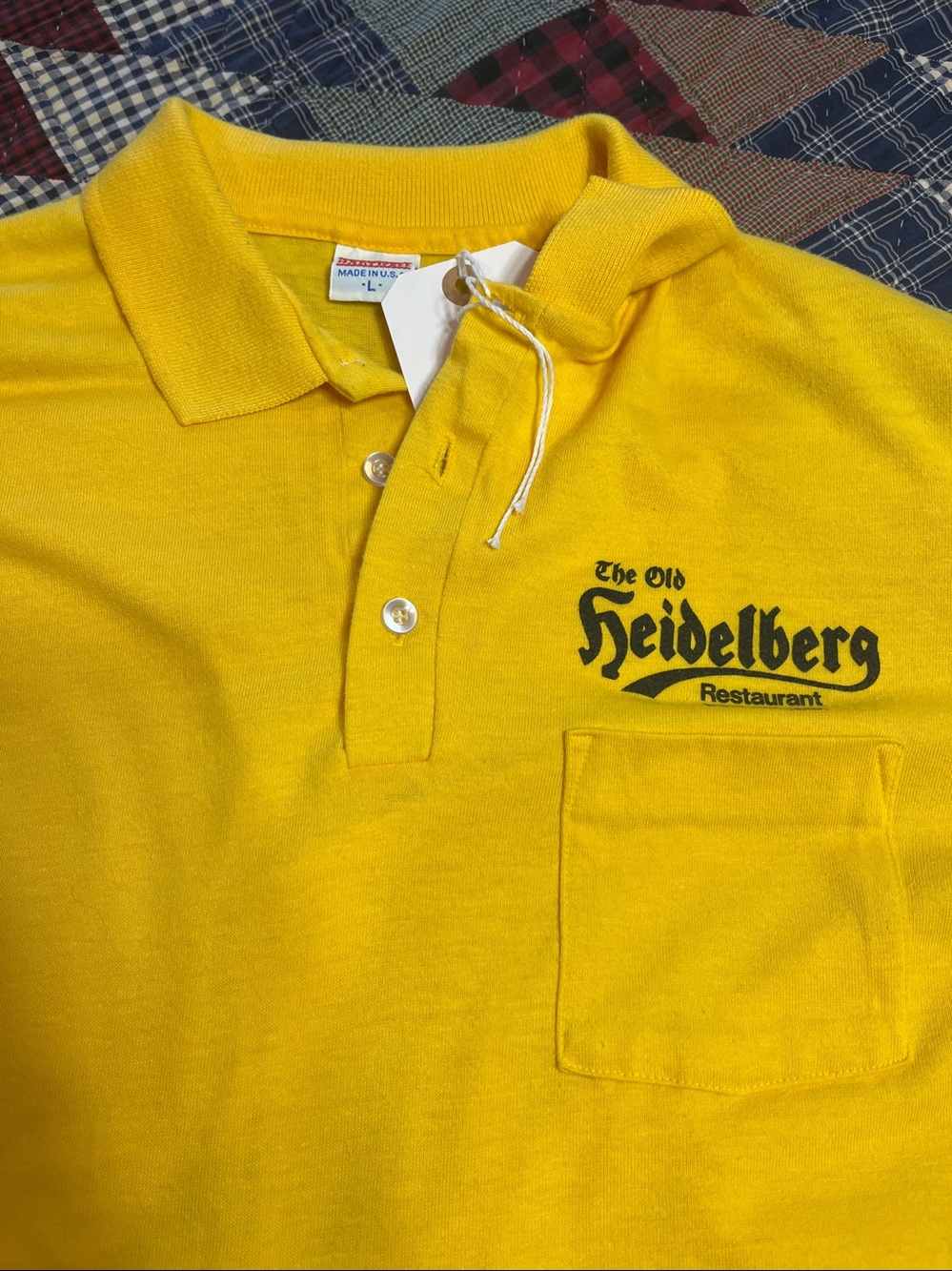 MEN POLO LARGE Vntage Hartwell Old Heidelberg Rest short sleeve yellow 1089